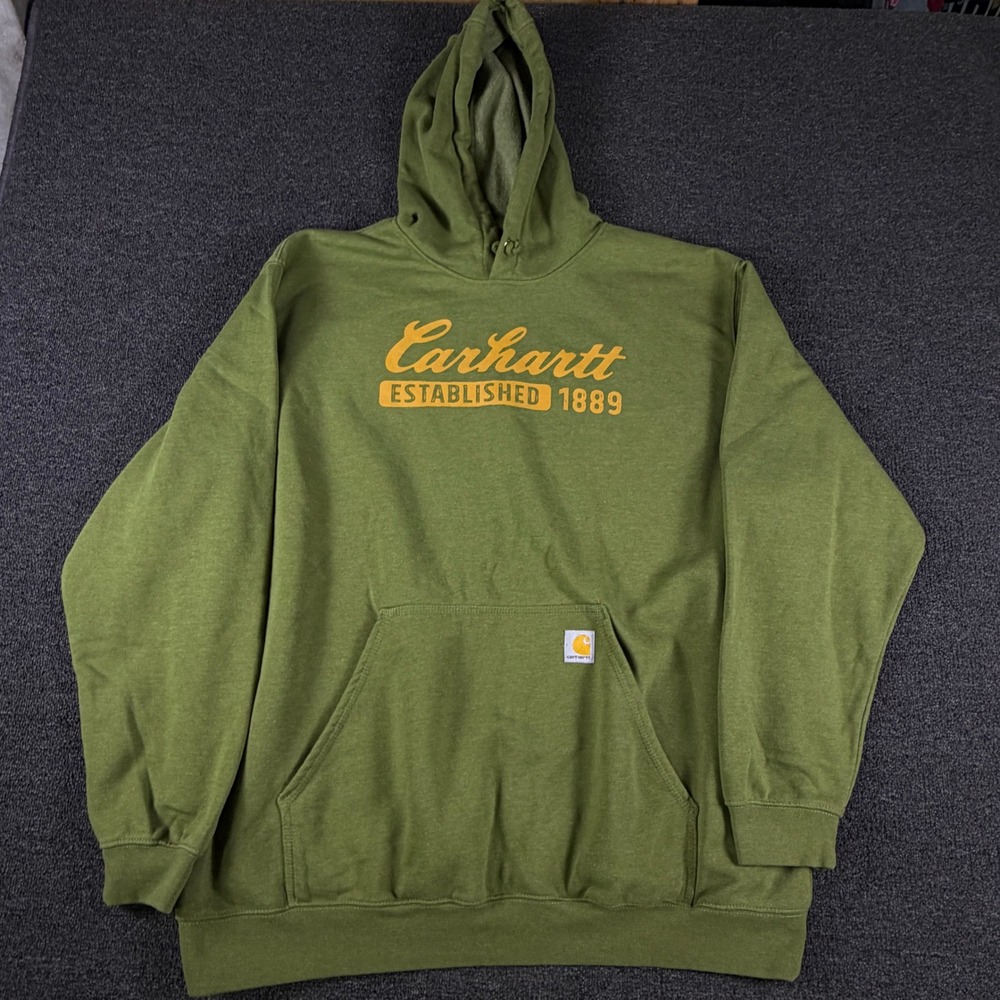 Carhartt Hoodie Mens 2XL Loose Fit TS6512-M Green Graphic Pullover EUC